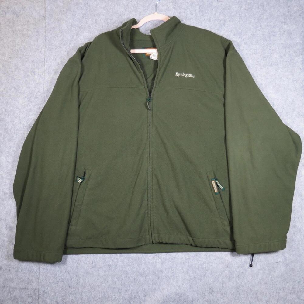 Remington Outdoor Clothing Mens Full Zip Green Fleece Embroidered Logo Size 3XL